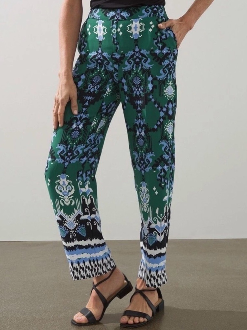 Chico’s  Ikat print wide leg ankle pants size 12